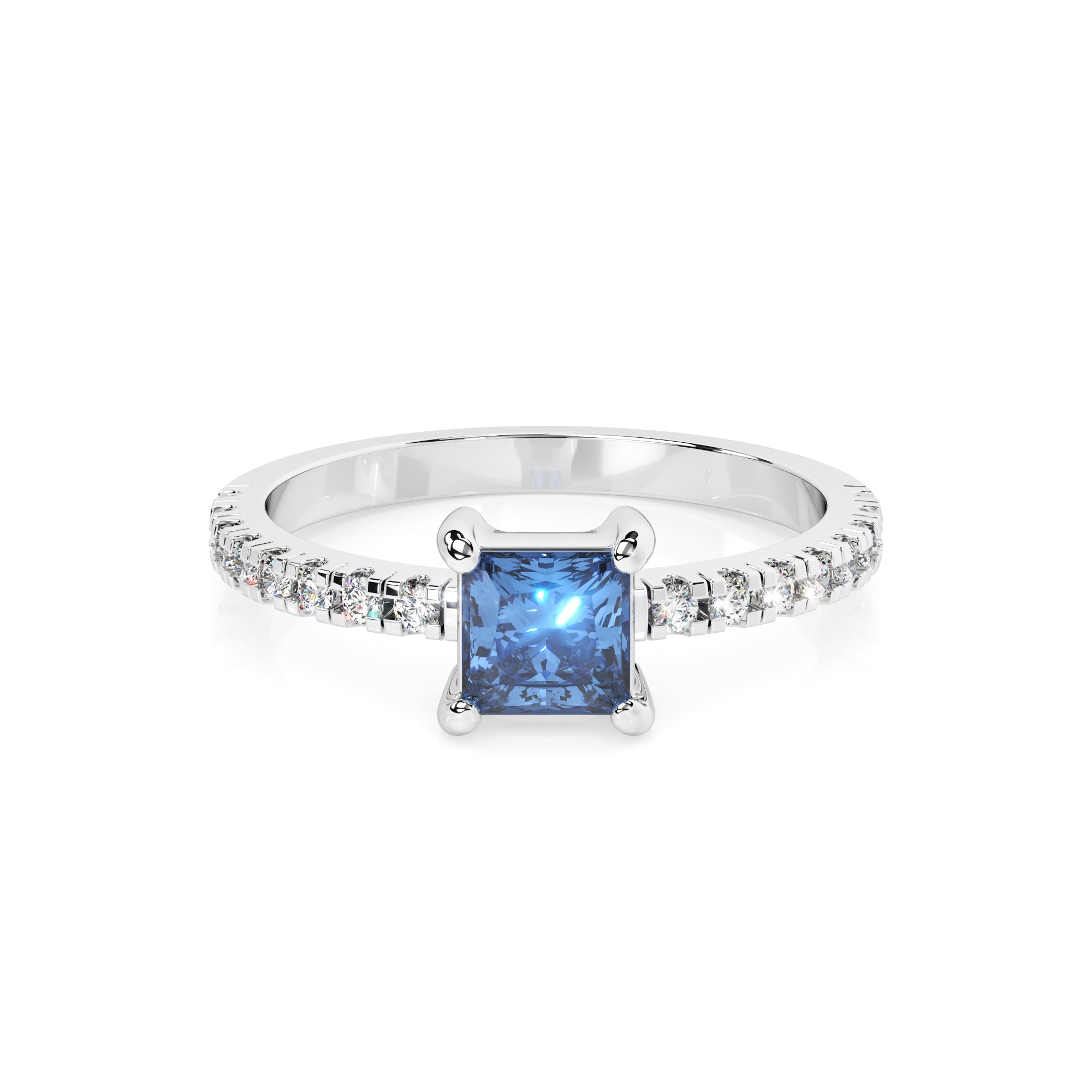 Ring eckiger blauer Zirkonia