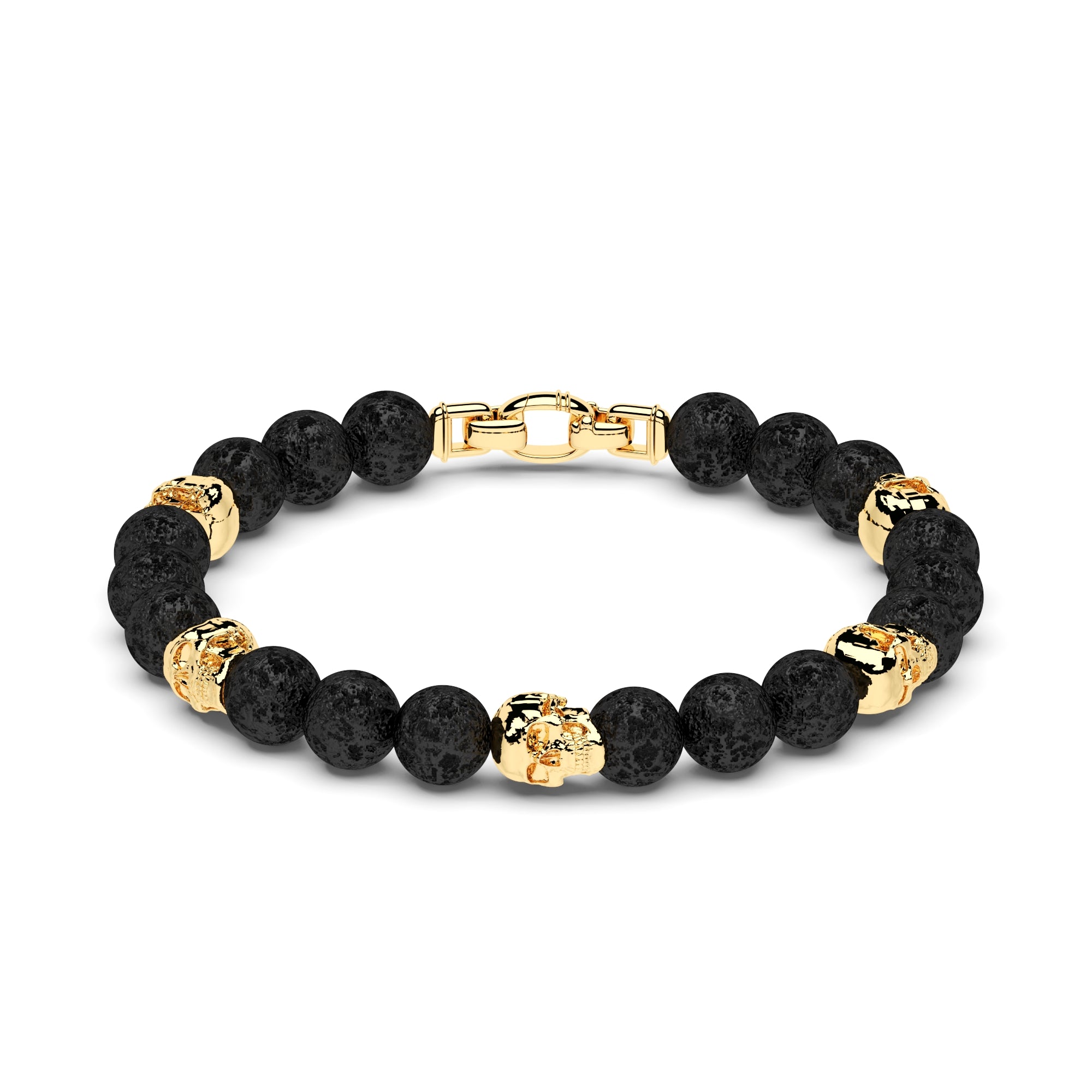 Armband Lavasteine Totenköpfe