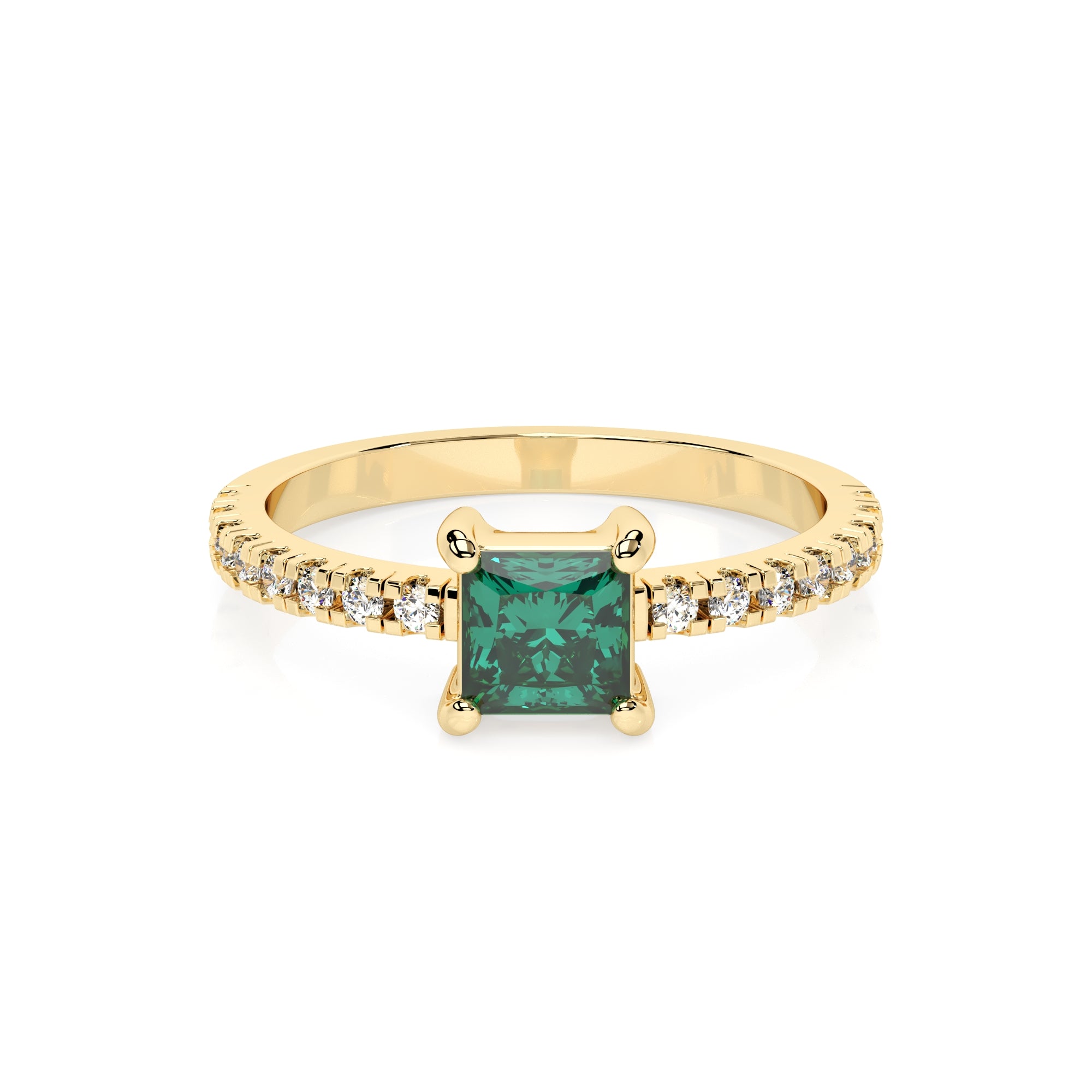 Ring eckiger grüner Zirkonia