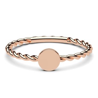 Ring twisted with big plate rose gold