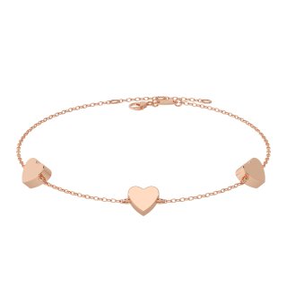 Bracelet with three hearts rose gold