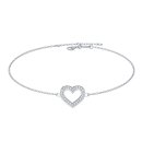 Bracelet heart pav&eacute; silver