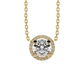 Necklace solitaire halo gold