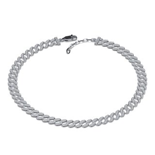 Curb chain necklace iced out silver