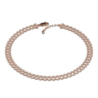 Curb chain necklace iced out rose gold