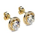 Ear studs solitaire halo gold