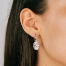 Hoop earrings oval plate silver