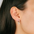 Hoop earrings pav&eacute; with baguette zirconia silver