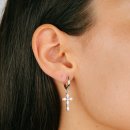 Hoop earrings with cross zirconia silver