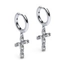 Hoop earrings with cross zirconia silver