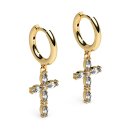 Hoop earrings with cross zirconia gold