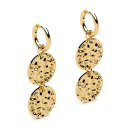 Hoop earrings round hammered plates gold