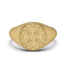 Signet ring round compass gold