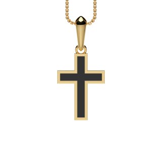 Anhänger Kreuz Onyx Gold