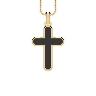 Pendant cross rounded onyx gold