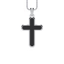Pendant cross rounded onyx silver