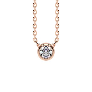 Necklace small cubic zirconia bezel setting rose gold