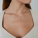 Necklace cross pearl silver
