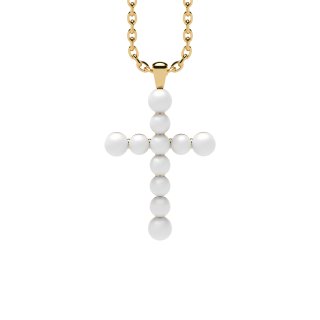 Necklace cross pearl gold