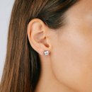 Stud earrings round zirconia large silver