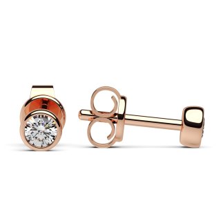 Stud earrings round zirconia small rose gold