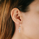 Creoles with cross pearls silver