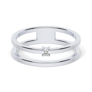 Ring double with zirconia silver