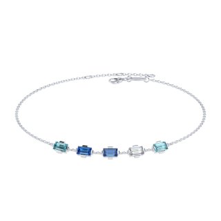 Bracelet blue baguette zirconia silver