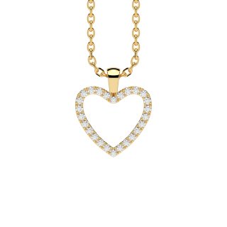 Necklace heart pendant pavé gold