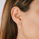 Stud earrings circle pav&eacute; zirconia gold