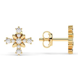 Stud earrings cross zirconia gold