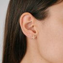 Stud earrings cross zirconia gold