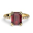Ring red baguette zirconia gold