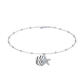 Anklet beads coin starfish silver