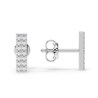 Stud earrings rectangle pavé silver