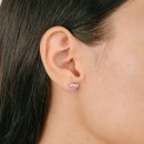 Stud earrings rectangle pavé silver