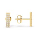Stud earrings rectangle pav&eacute; gold