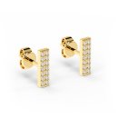Stud earrings rectangle pav&eacute; gold