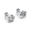 Stud earrings baguette prism silver