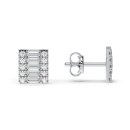 Stud earrings baguette prism rectangle silver