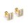 Stud earrings baguette prism rectangle gold