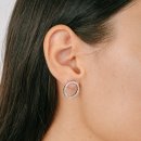 Stud earrings baguette circle silver