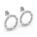 Stud earrings baguette circle silver
