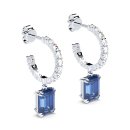 Creoles zirconia with blue baguette silver