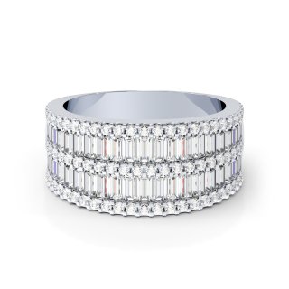 Ring baguette zirconia double row silver