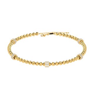 Bracelet diamond-coated beads zirconia gold