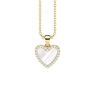 Pendant heart mother of pearl pavé gold