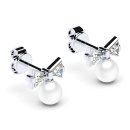 Stud earrings loop pearl silver