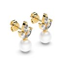 Stud earrings drop zirconia pearl gold