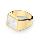 Signet ring square mother of pearl gold